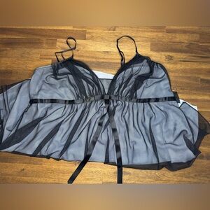 Victoria's Secret Black Sheer Chemise Lingerie Babydoll Slip Gown, Size XL
